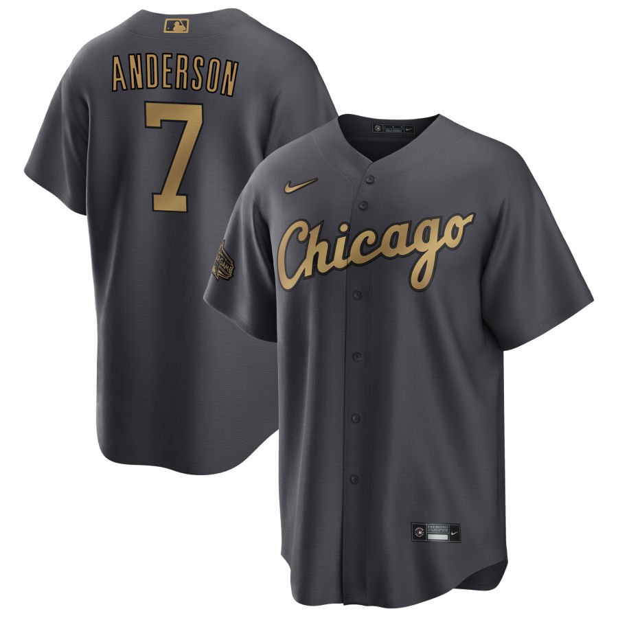 Men's Chicago White Sox #7 Tim Anderson 2022 All-Star Charcoal Cool Base Stitched Baseball Jersey